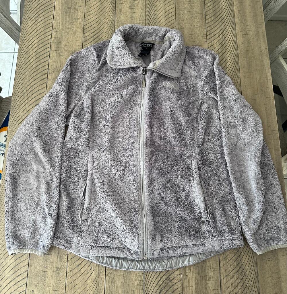 The North Face Osito Fleece Jacket Womens Medium Gray Full Zip Shaggy Fuzzy